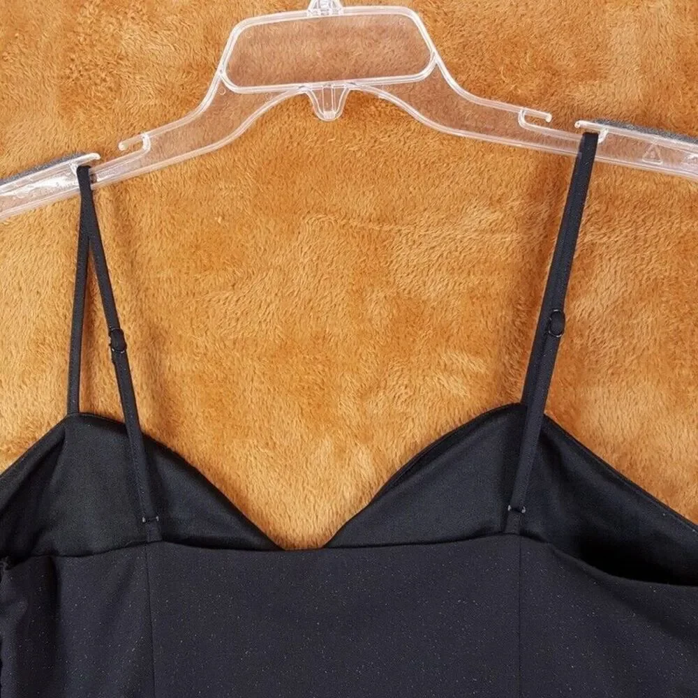 NSR Womens Dress Medium Black Mini Sheath Bodycon Sparkle Stretch Adjustable - Picture 5 of 11